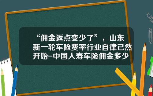 “佣金返点变少了”,山东新一轮车险费率行业自律已然开始-中国人寿车险佣金多少.