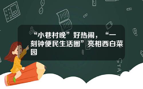 “小巷村晚”好热闹,“一刻钟便民生活圈”亮相西白菜园