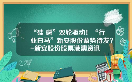 “硅+磷”双轮驱动！“行业白马”新安股份蓄势待发？-新安股份股票港澳资讯