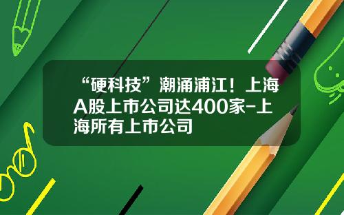 “硬科技”潮涌浦江！上海A股上市公司达400家-上海所有上市公司