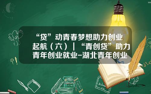 “贷”动青春梦想助力创业起航（六）｜“青创贷”助力青年创业就业-湖北青年创业投资担保有限公司