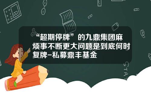 “超期停牌”的九鼎集团麻烦事不断更大问题是到底何时复牌-私募鼎丰基金