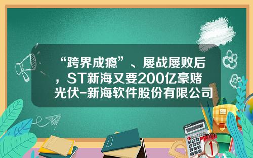 “跨界成瘾”、屡战屡败后，ST新海又要200亿豪赌光伏-新海软件股份有限公司