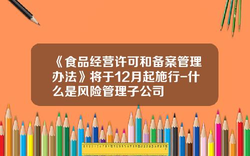 《食品经营许可和备案管理办法》将于12月起施行-什么是风险管理子公司