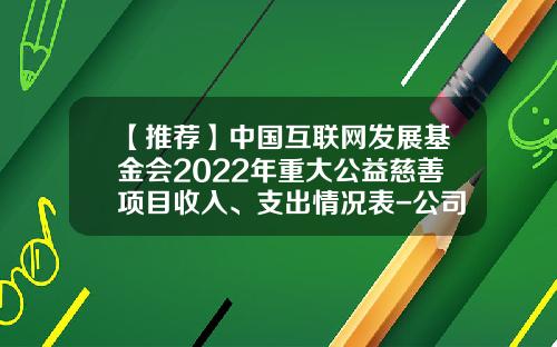 【推荐】中国互联网发展基金会2022年重大公益慈善项目收入、支出情况表-公司慈善基金