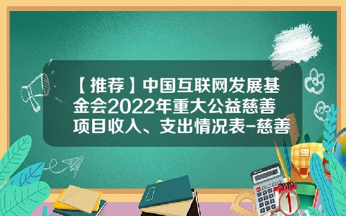 【推荐】中国互联网发展基金会2022年重大公益慈善项目收入、支出情况表-慈善基金会有哪些