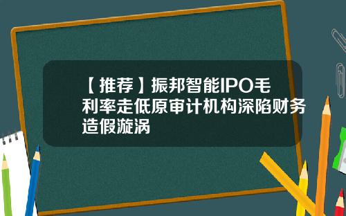 【推荐】振邦智能IPO毛利率走低原审计机构深陷财务造假漩涡