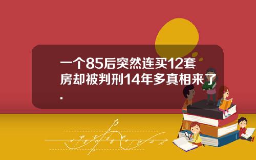 一个85后突然连买12套房却被判刑14年多真相来了.