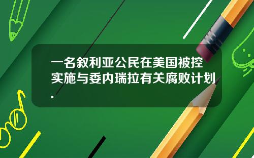 一名叙利亚公民在美国被控实施与委内瑞拉有关腐败计划.