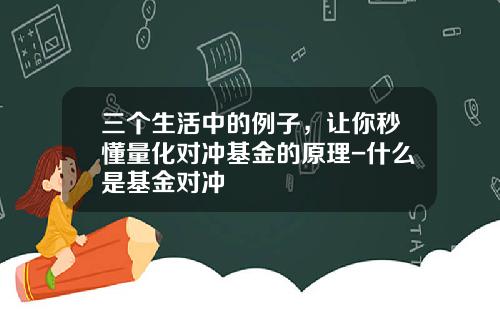 三个生活中的例子,让你秒懂量化对冲基金的原理-什么是基金对冲