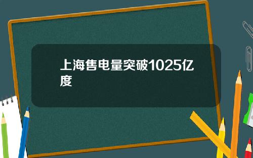 上海售电量突破1025亿度