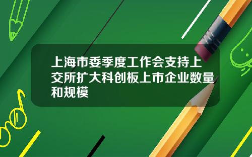 上海市委季度工作会支持上交所扩大科创板上市企业数量和规模
