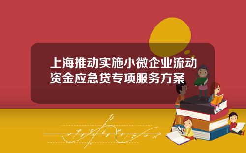 上海推动实施小微企业流动资金应急贷专项服务方案