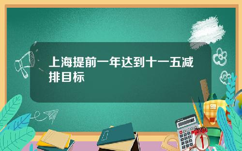上海提前一年达到十一五减排目标