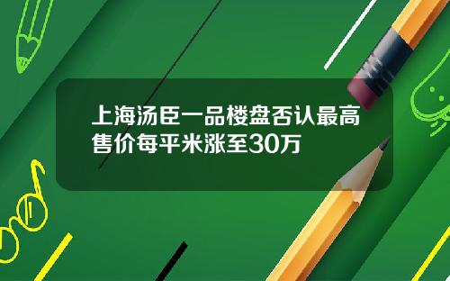 上海汤臣一品楼盘否认最高售价每平米涨至30万