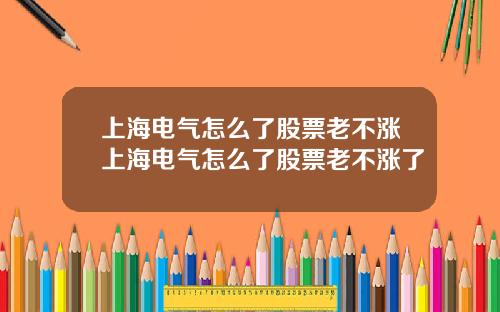 上海电气怎么了股票老不涨上海电气怎么了股票老不涨了