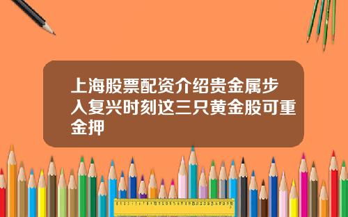 上海股票配资介绍贵金属步入复兴时刻这三只黄金股可重金押