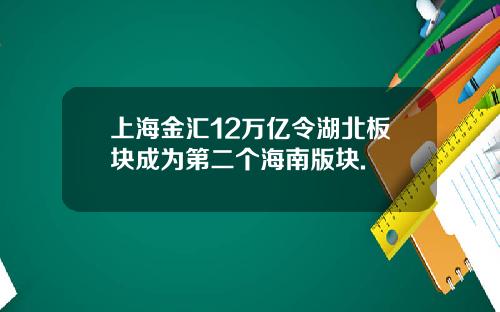上海金汇12万亿令湖北板块成为第二个海南版块.