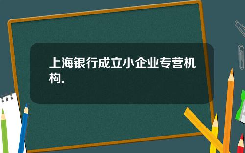 上海银行成立小企业专营机构.