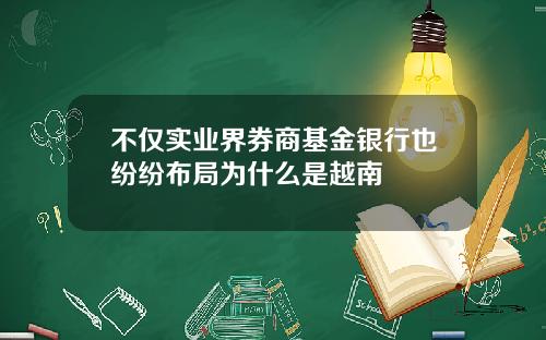 不仅实业界券商基金银行也纷纷布局为什么是越南