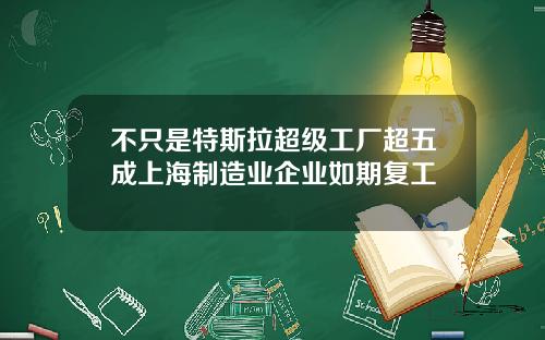 不只是特斯拉超级工厂超五成上海制造业企业如期复工