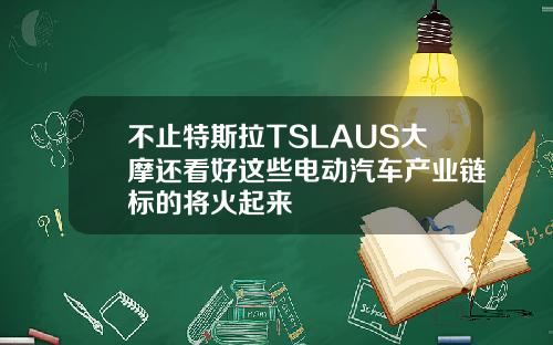 不止特斯拉TSLAUS大摩还看好这些电动汽车产业链标的将火起来