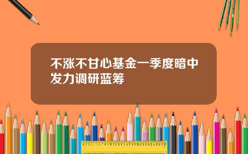 不涨不甘心基金一季度暗中发力调研蓝筹