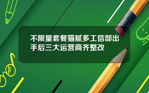不限量套餐猫腻多工信部出手后三大运营商齐整改