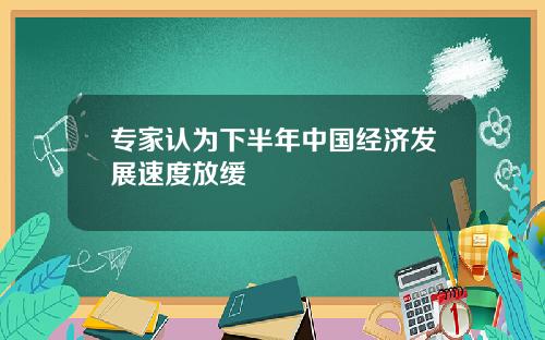 专家认为下半年中国经济发展速度放缓