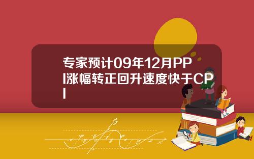 专家预计09年12月PPI涨幅转正回升速度快于CPI