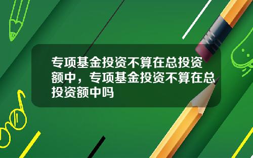 专项基金投资不算在总投资额中,专项基金投资不算在总投资额中吗