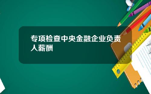 专项检查中央金融企业负责人薪酬