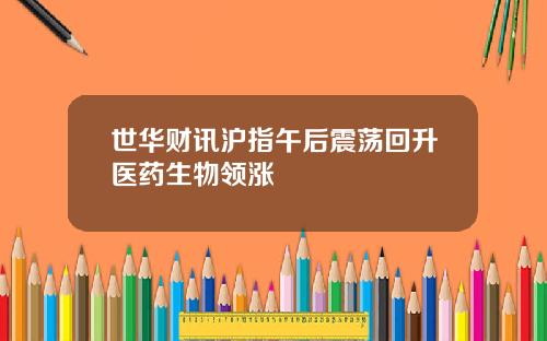 世华财讯沪指午后震荡回升医药生物领涨