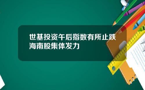 世基投资午后指数有所止跌海南股集体发力