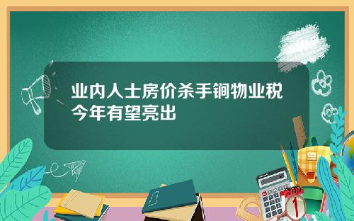 业内人士房价杀手锏物业税今年有望亮出