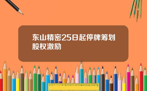 东山精密25日起停牌筹划股权激励