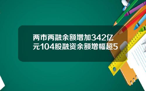两市两融余额增加342亿元104股融资余额增幅超5