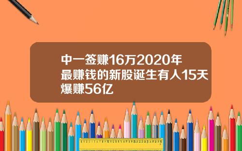 中一签赚16万2020年最赚钱的新股诞生有人15天爆赚56亿