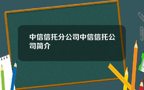 中信信托分公司中信信托公司简介