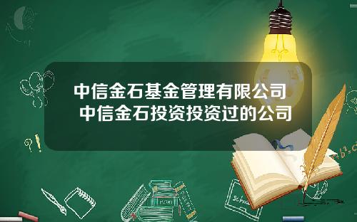 中信金石基金管理有限公司 中信金石投资投资过的公司