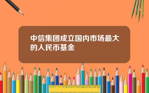 中信集团成立国内市场最大的人民币基金