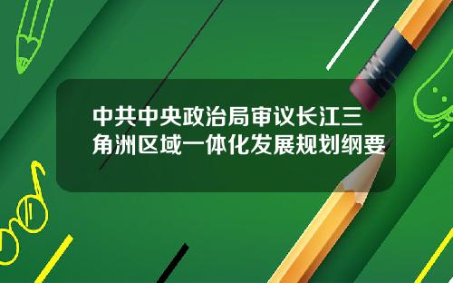 中共中央政治局审议长江三角洲区域一体化发展规划纲要