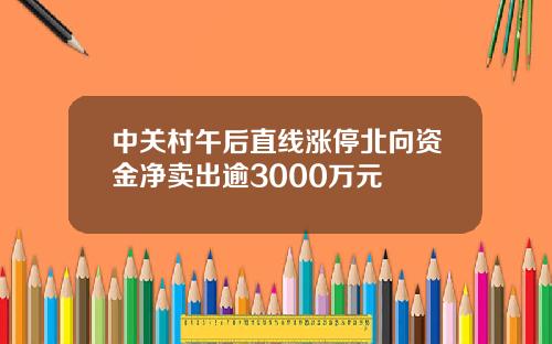 中关村午后直线涨停北向资金净卖出逾3000万元