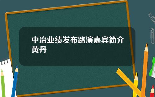 中冶业绩发布路演嘉宾简介黄丹