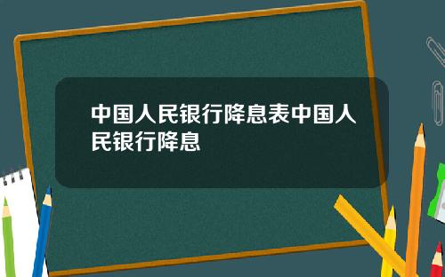 中国人民银行降息表中国人民银行降息