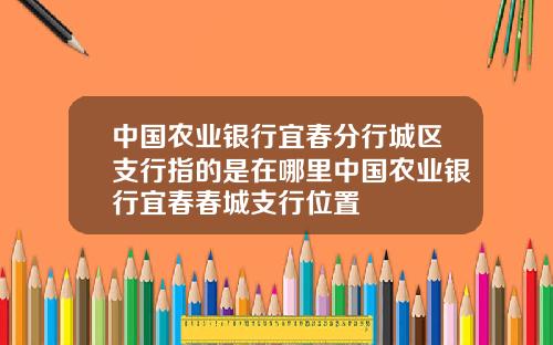 中国农业银行宜春分行城区支行指的是在哪里中国农业银行宜春春城支行位置