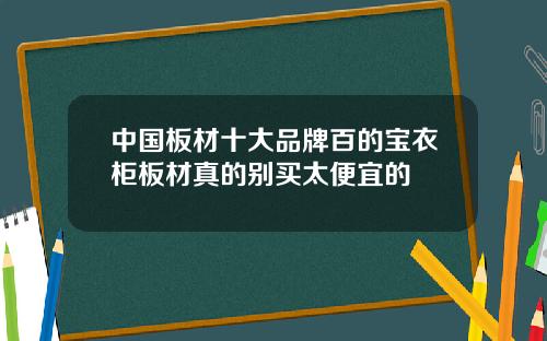 中国板材十大品牌百的宝衣柜板材真的别买太便宜的