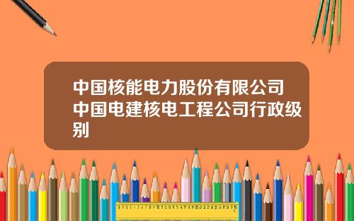 中国核能电力股份有限公司中国电建核电工程公司行政级别