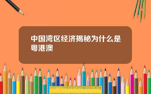 中国湾区经济揭秘为什么是粤港澳