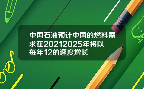 中国石油预计中国的燃料需求在20212025年将以每年12的速度增长